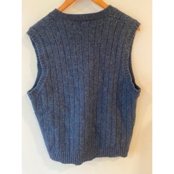 Club Room 100% Pure Wool Striped Button Front Sweater Vest Black Women's Large - Picture 2 of 7